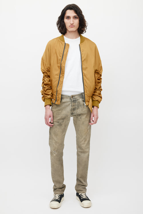 Fear of God Gold Gathered Bomber Jacket