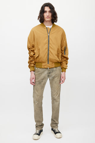 Fear of God Gold Gathered Bomber Jacket