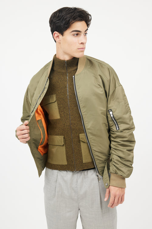 Fear of God Green Nylon Bomber Jacket