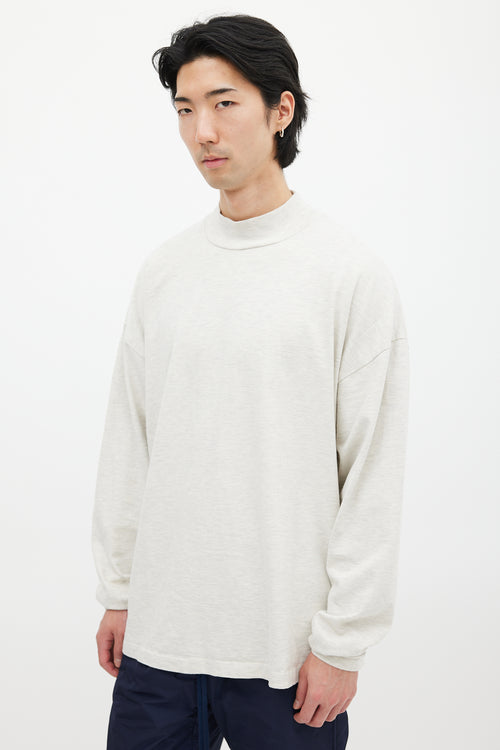 Fear of God Heather Grey Cotton Mockneck Top