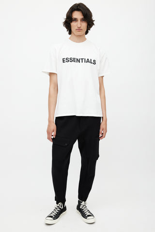 Fear of God White 
Black Essentials Logo T-Shirt