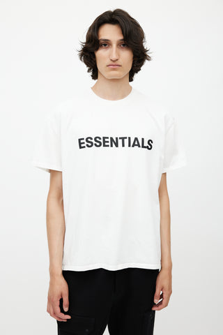 Fear of God White 
Black Essentials Logo T-Shirt