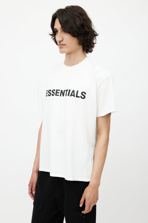 Fear of God White 
Black Essentials Logo T-Shirt