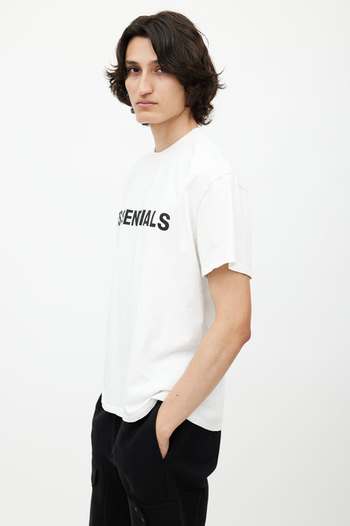 Fear of God White 
Black Essentials Logo T-Shirt