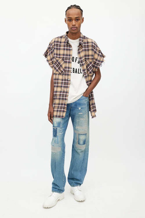 Fear of God Yellow 
Multi Plaid Cut Sleeve Shirt