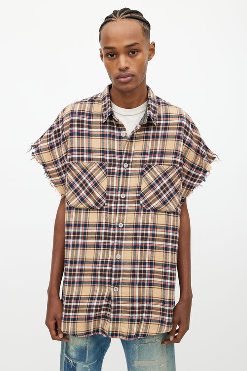 Fear of God Yellow 
Multi Plaid Cut Sleeve Shirt