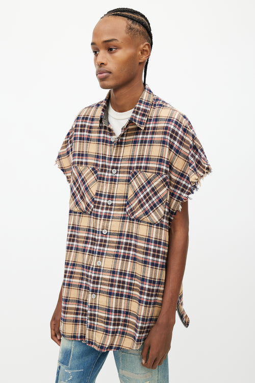 Fear of God Yellow 
Multi Plaid Cut Sleeve Shirt