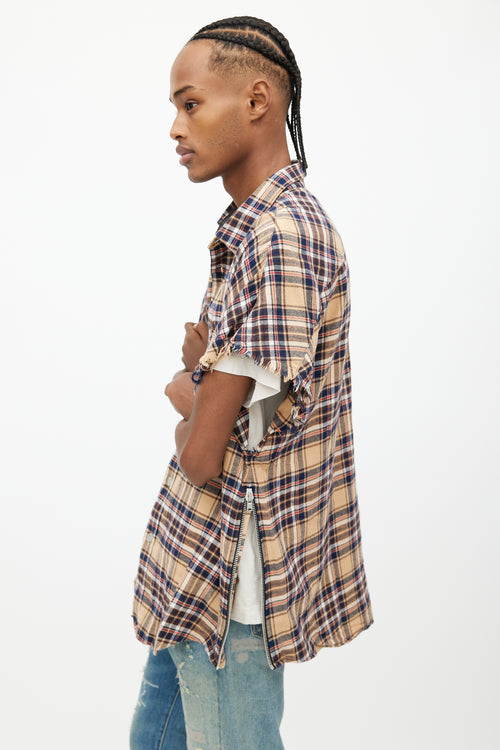 Fear of God Yellow 
Multi Plaid Cut Sleeve Shirt