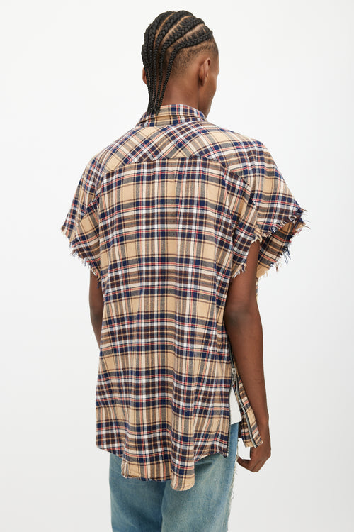 Fear of God Yellow 
Multi Plaid Cut Sleeve Shirt