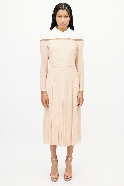 Fendi Beige 
Cream Striped Pleated Dress