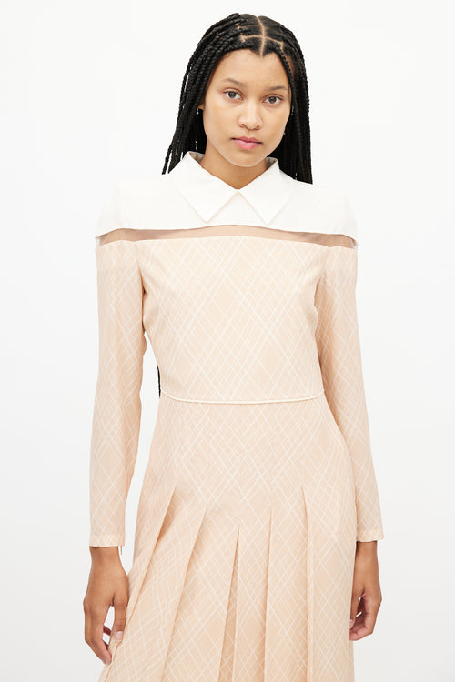 Fendi Beige 
Cream Striped Pleated Dress