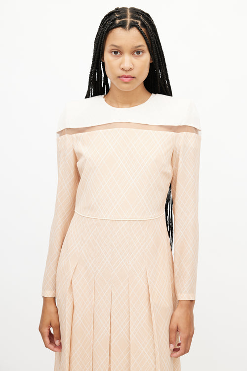 Fendi Beige 
Cream Striped Pleated Dress