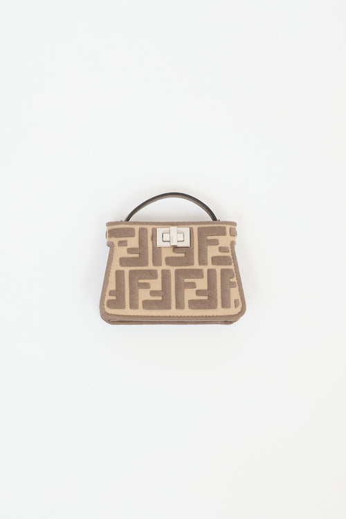 Fendi Beige FF Embroidered Pico Peekaboo Bag Charm