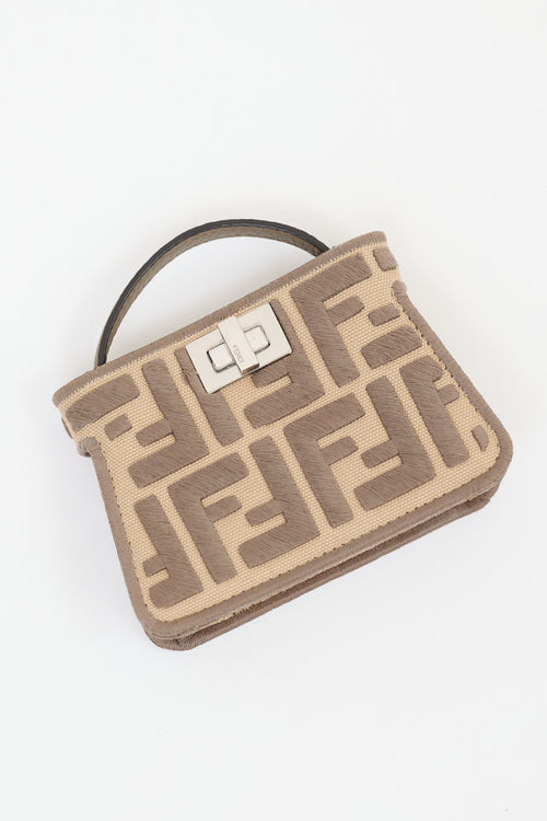 Fendi Beige FF Embroidered Pico Peekaboo Bag Charm