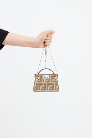 Fendi Beige FF Embroidered Pico Peekaboo Bag Charm