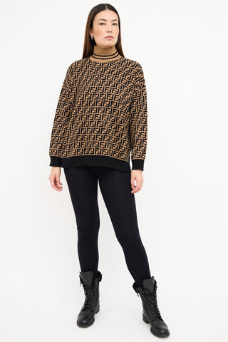 Fendi Brown 
Black Cashmere Zucca  Sweater