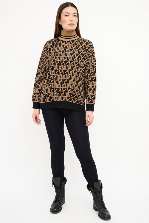 Fendi Brown 
Black Cashmere Zucca  Sweater