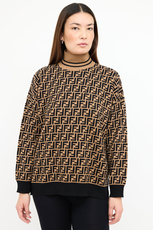 Fendi Brown 
Black Cashmere Zucca  Sweater