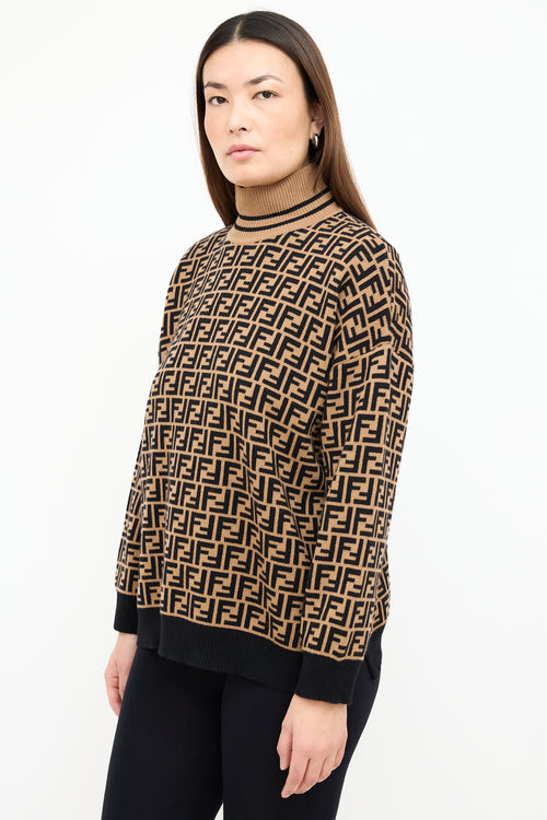 Fendi Brown 
Black Cashmere Zucca  Sweater