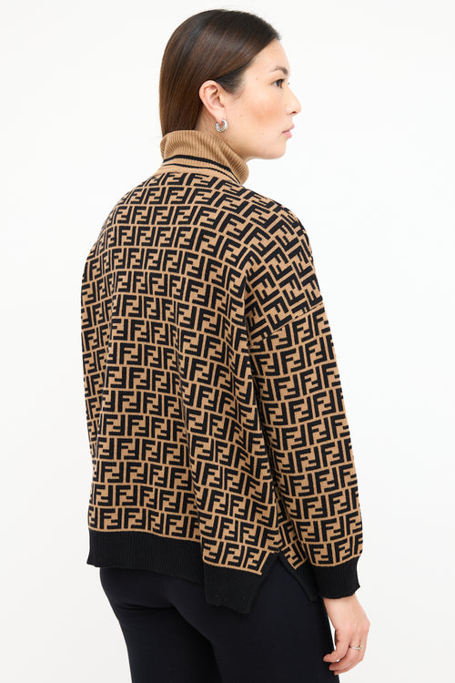 Fendi Brown 
Black Cashmere Zucca  Sweater