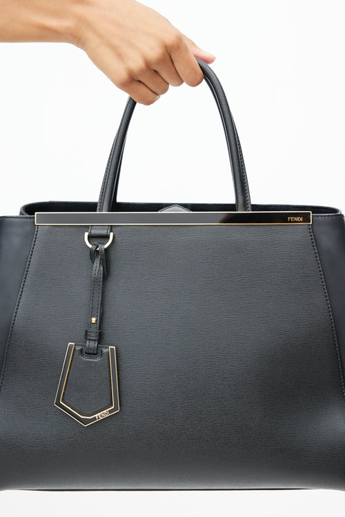 Fendi Black 
Gold 2Jours Leather Tote