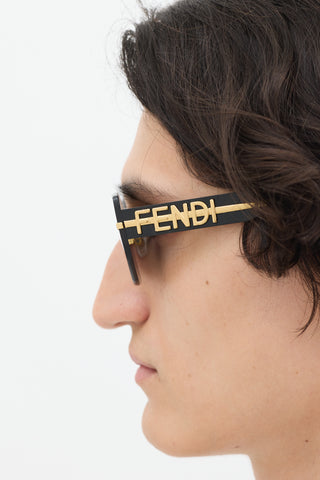 Fendi Black 
Gold FE40066U Angular Sunglasses