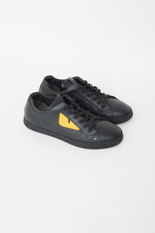 Fendi Black Leather 
Yellow Sneaker