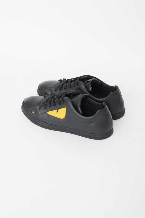 Fendi Black Leather 
Yellow Sneaker