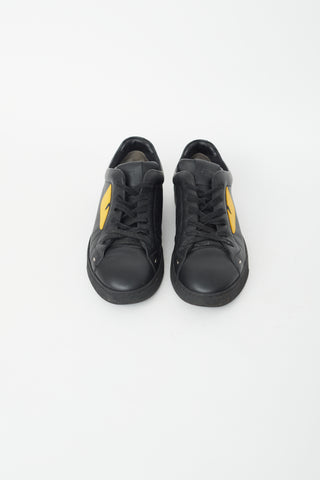 Fendi Black Leather 
Yellow Sneaker