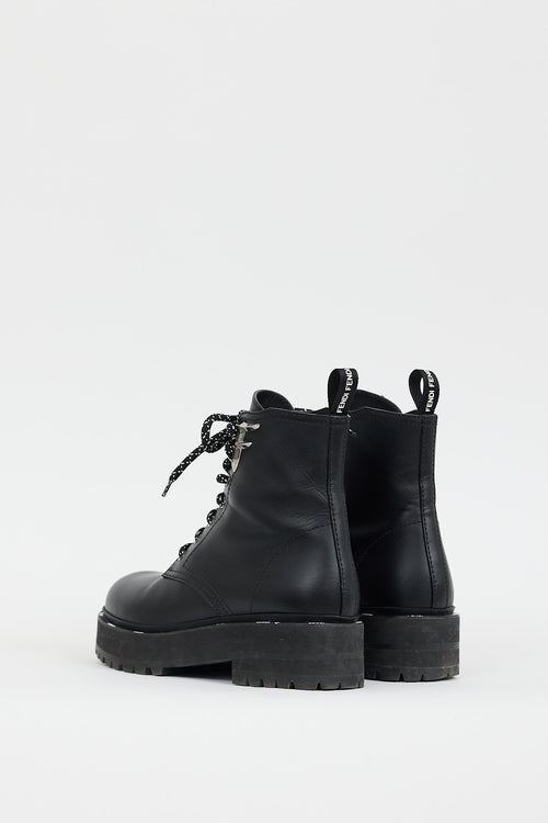 Fendi Black Leather Freedom Biker Boot