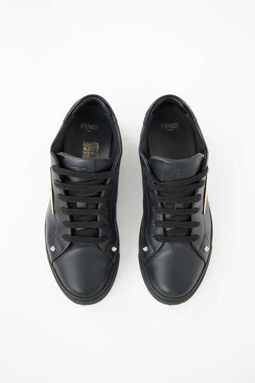 Fendi Black Leather Monster Eye Sneaker