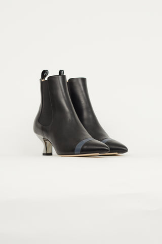 Fendi Black Leather Heeled Chelsea Boot