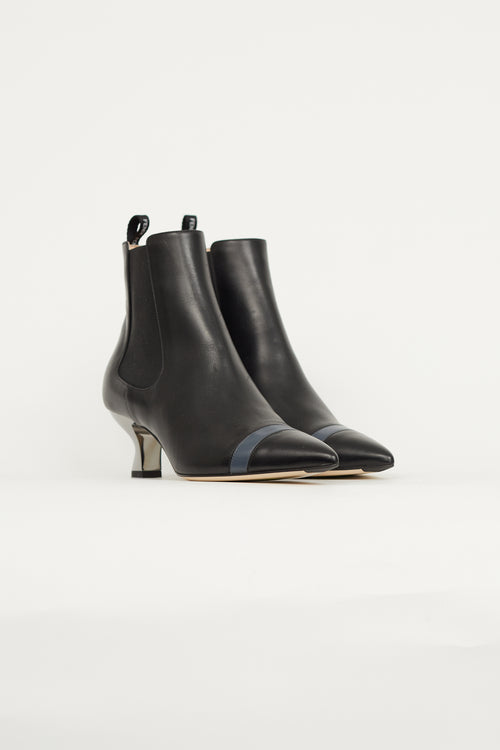 Fendi Black Leather Heeled Chelsea Boot