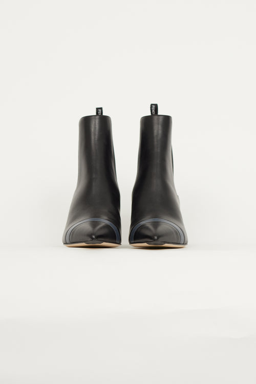 Fendi Black Leather Heeled Chelsea Boot