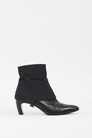 Fendi Black Leather FF Monogram Boot