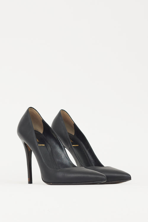 Fendi Black Leather Pointed Toe Heel