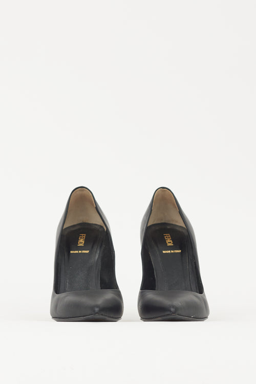 Fendi Black Leather Pointed Toe Heel