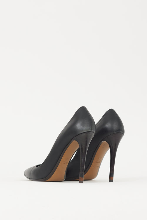 Fendi Black Leather Pointed Toe Heel