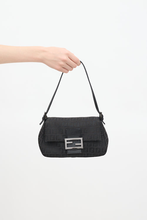 Fendi Black Monogram Baguette Mini Bag