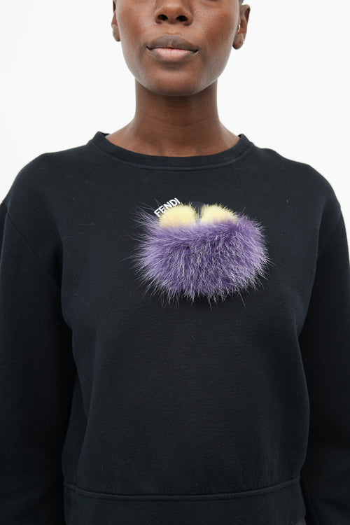 Fendi Black 
Multi Bag Bug Fur Sweater