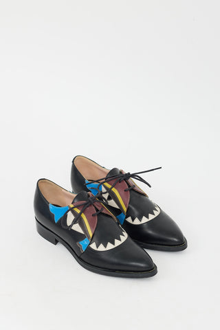 Fendi Black 
Multi Leather Monster Eye Oxford