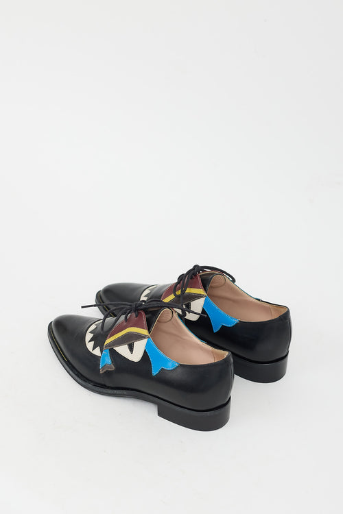 Fendi Black 
Multi Leather Monster Eye Oxford