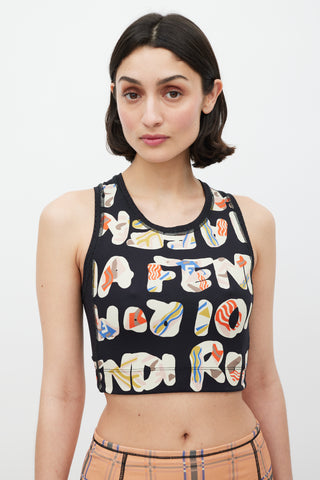 Fendi Black 
Multicoloour Geometric Logo Tank