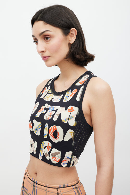 Fendi Black 
Multicoloour Geometric Logo Tank