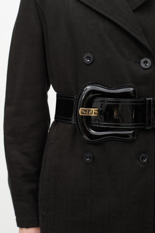 Fendi Black Patent Oversized Belt