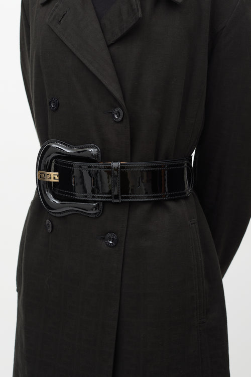 Fendi Black Patent Oversized Belt