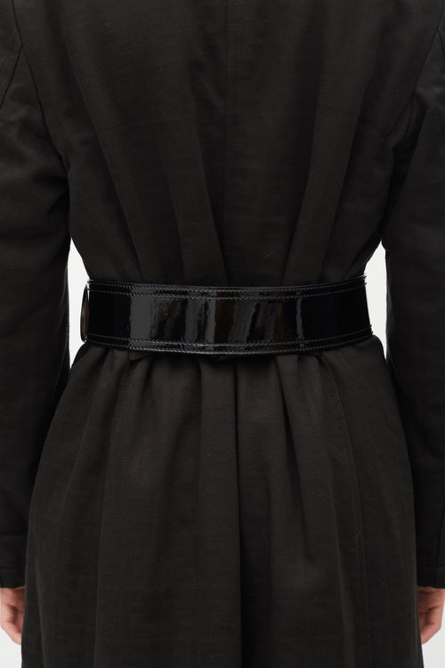 Fendi Black Patent Oversized Belt