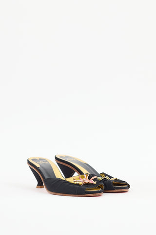 Fendi Black 
Multicolour Satin Jewel Mule