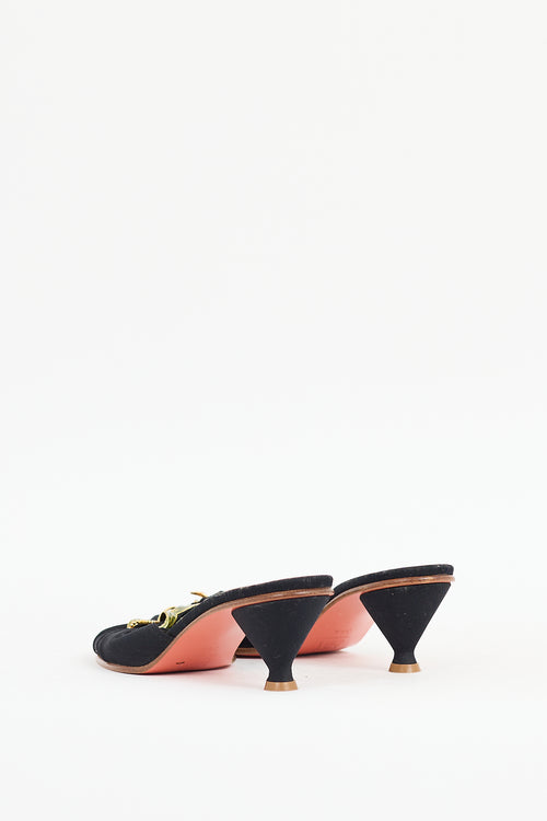 Fendi Black 
Multicolour Satin Jewel Mule