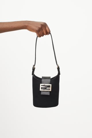 Fendi Black 
Silver Mini Bucket Bag